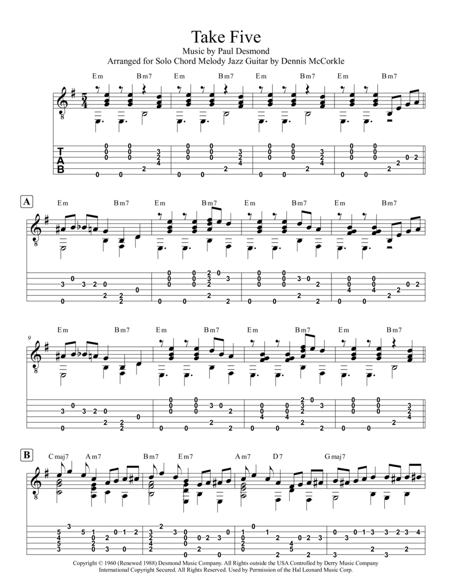 Take Five Take Five Electric Guitar scores gallery preview page 1