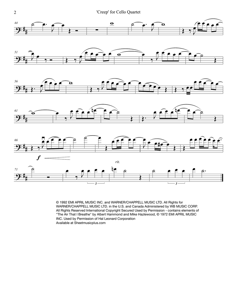 Creep String Quartet scores gallery preview page 2