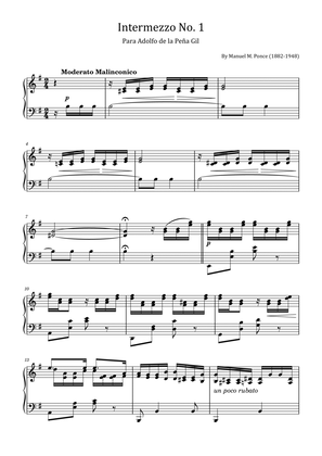 Intermezzo No. 1 - Para Adolfo de la Peña Gil - Original For Piano Solo