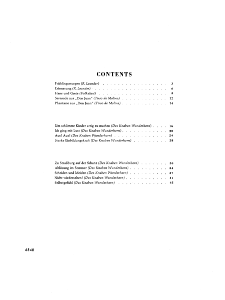 Fourteen Songs including Nine from Des Knaben Wunderhorn Voice scores gallery preview page 3