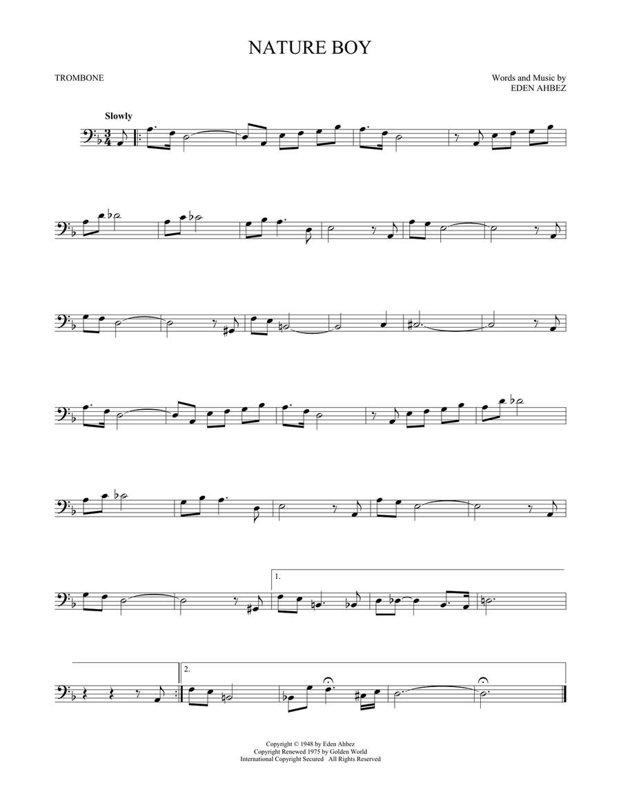 Nature Boy Trombone Solo scores gallery preview page 1