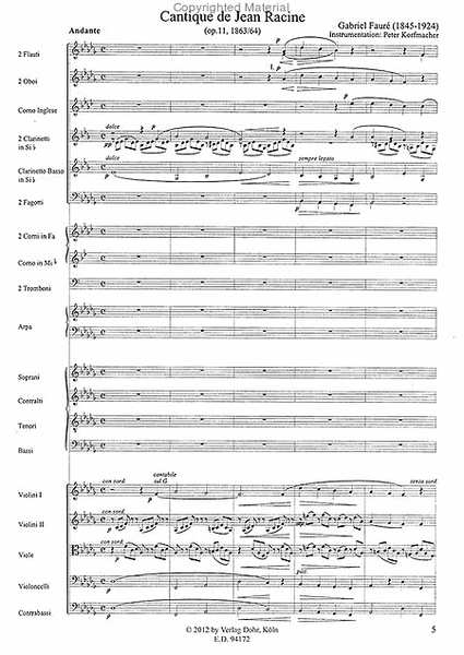 Cantique de Jean Racine op. 11 (1863/64) (für Chor und großes Orchester)