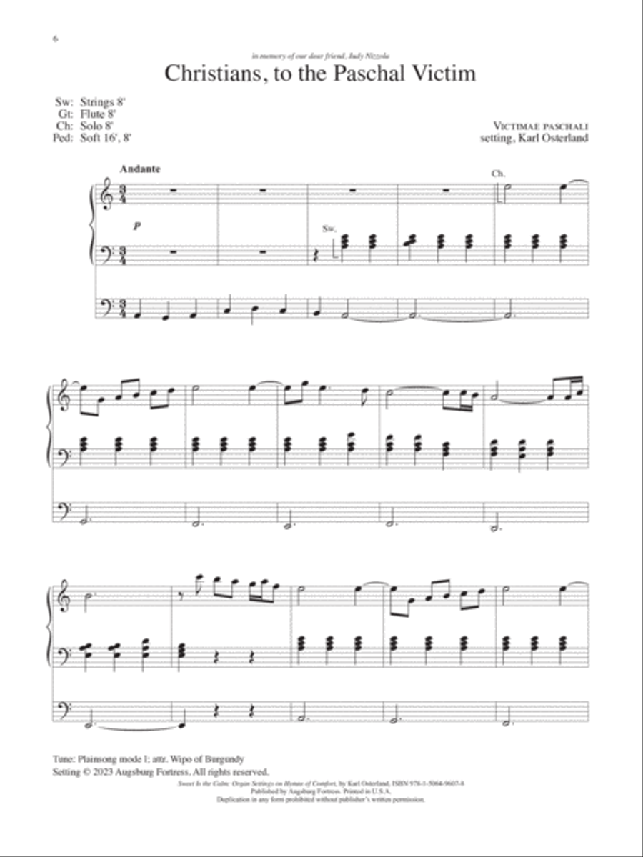 Sweet Is the Calm: Organ Settings on Hymns of Comfort Organ scores gallery preview page 6
