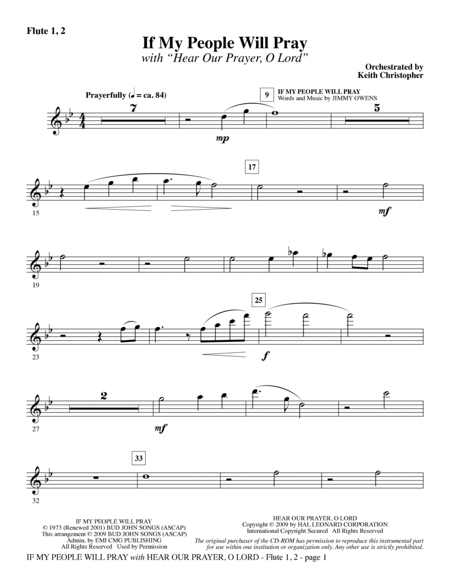 If My People Will Pray (with Hear Our Prayer, O Lord) - Flute 1 & 2 Choir scores gallery preview page 1