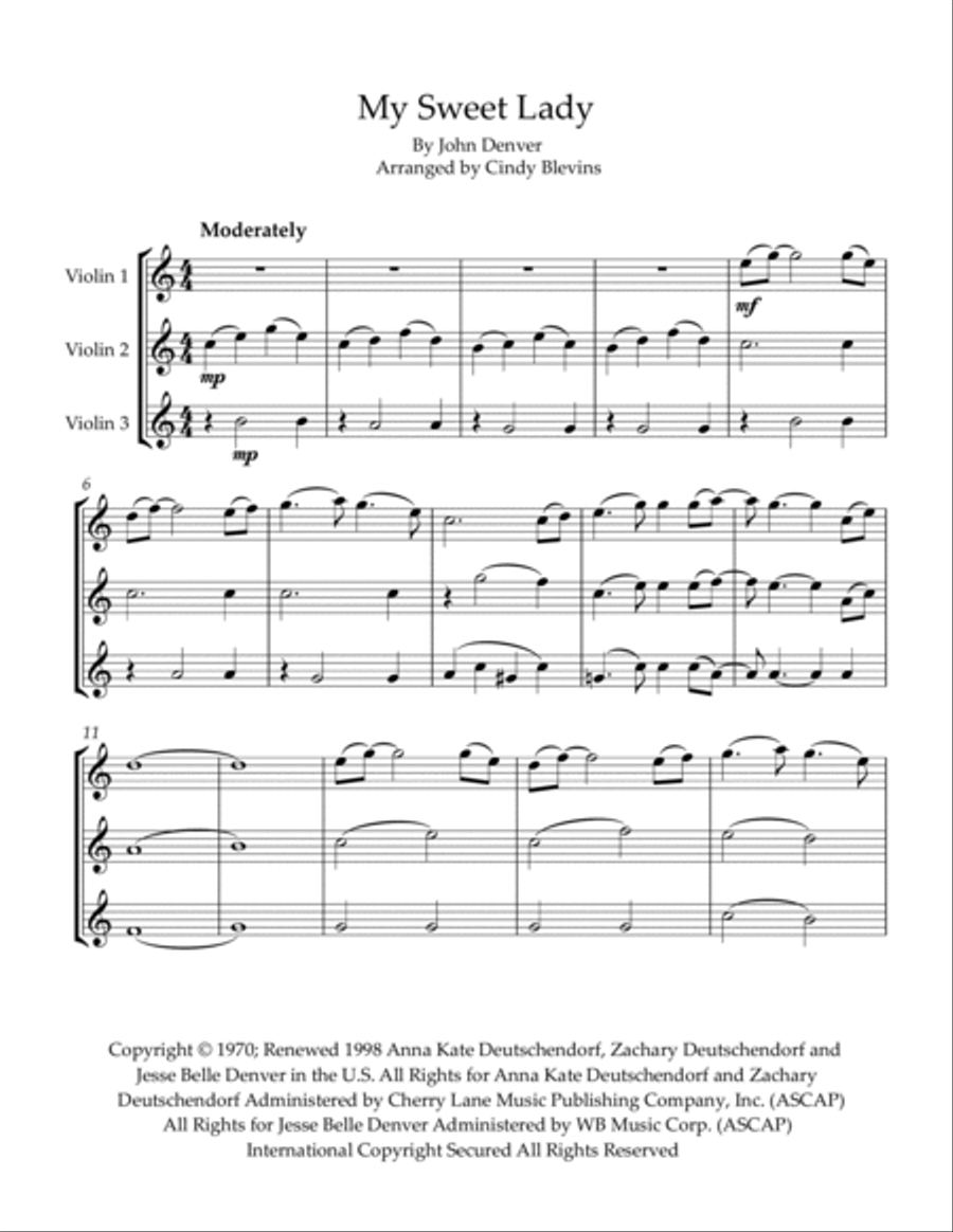 My Sweet Lady String Trio scores gallery preview page 2