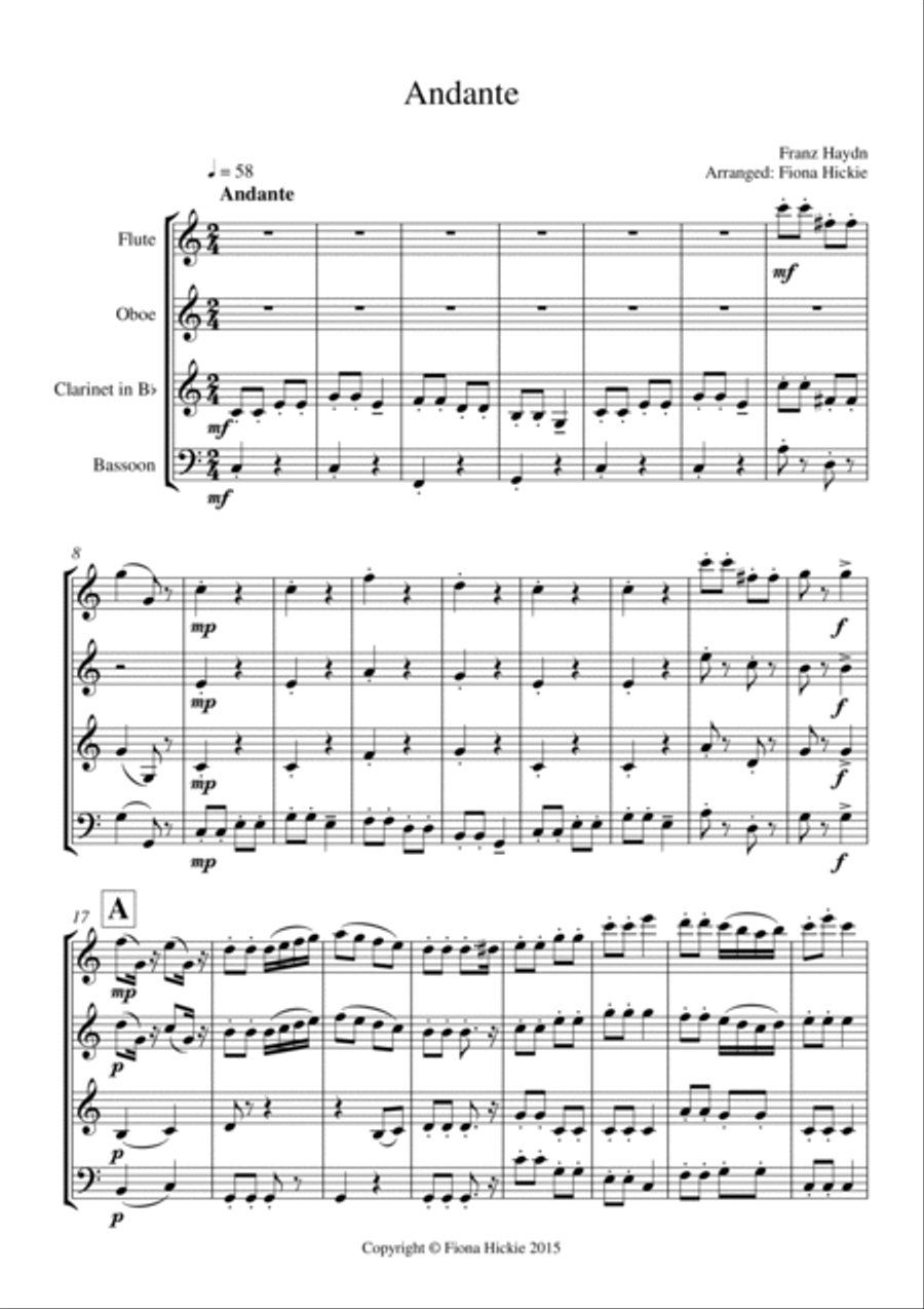Surprise Symphony: Andante Woodwind Quartet scores gallery preview page 2