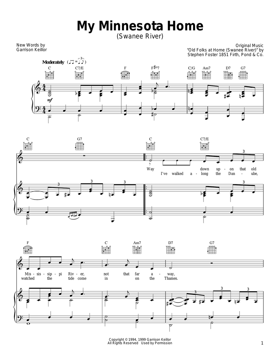 My Minnesota Home Piano, Vocal, Guitar scores gallery preview page 1