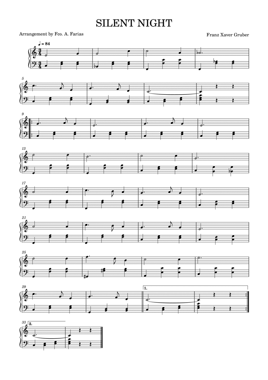 Silent Night Silent Night Easy Piano scores gallery preview page 1