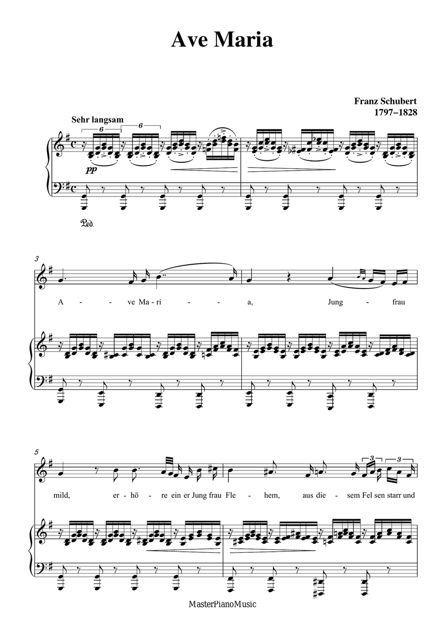 Schubert - Ave Maria for voice and piano (in G Key) image number null