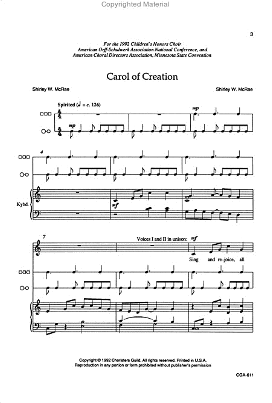 Carol of Creation Carol of Creation Unison Choir scores gallery preview page 3