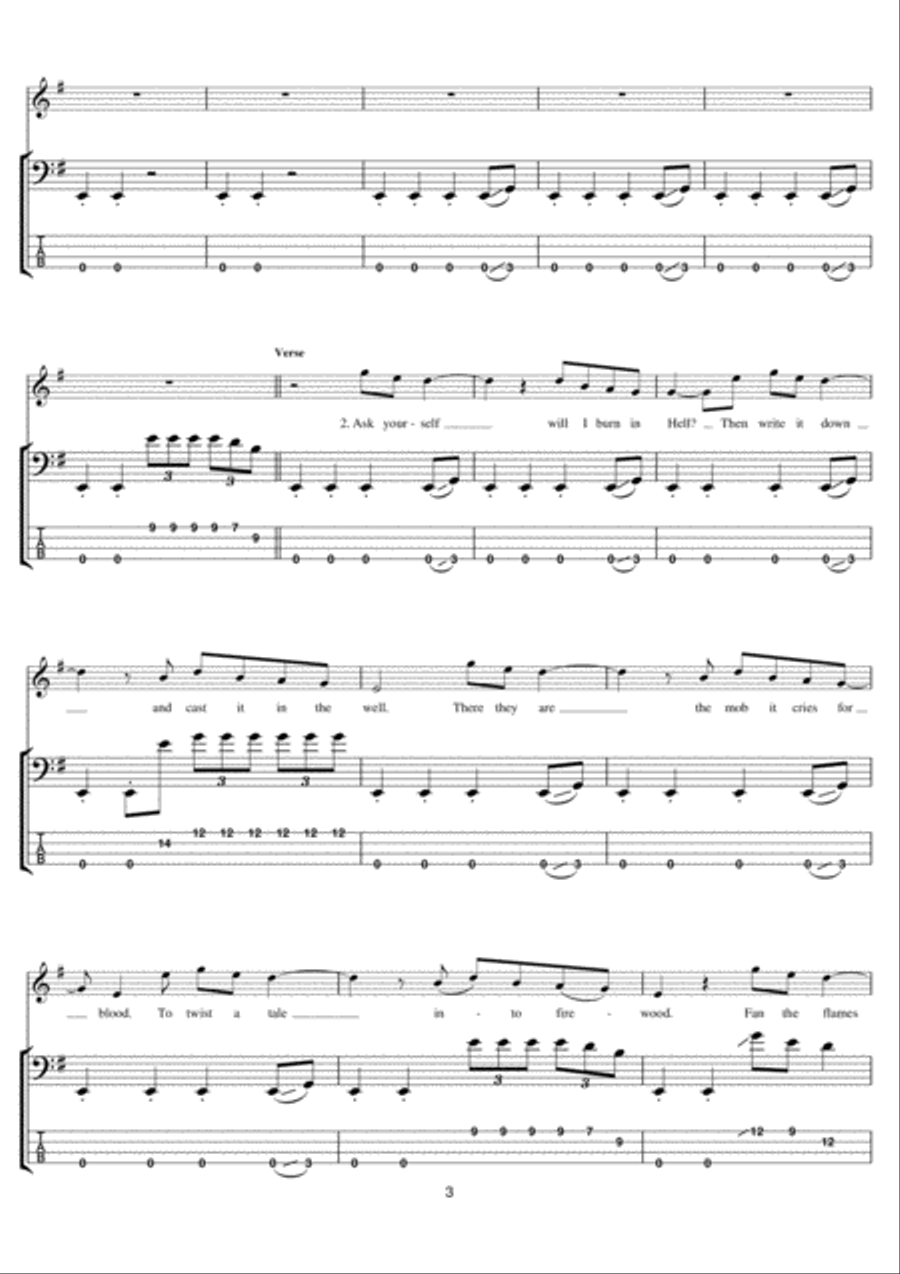 Burn The Witch Burn The Witch Guitar Tablature scores gallery preview page 3