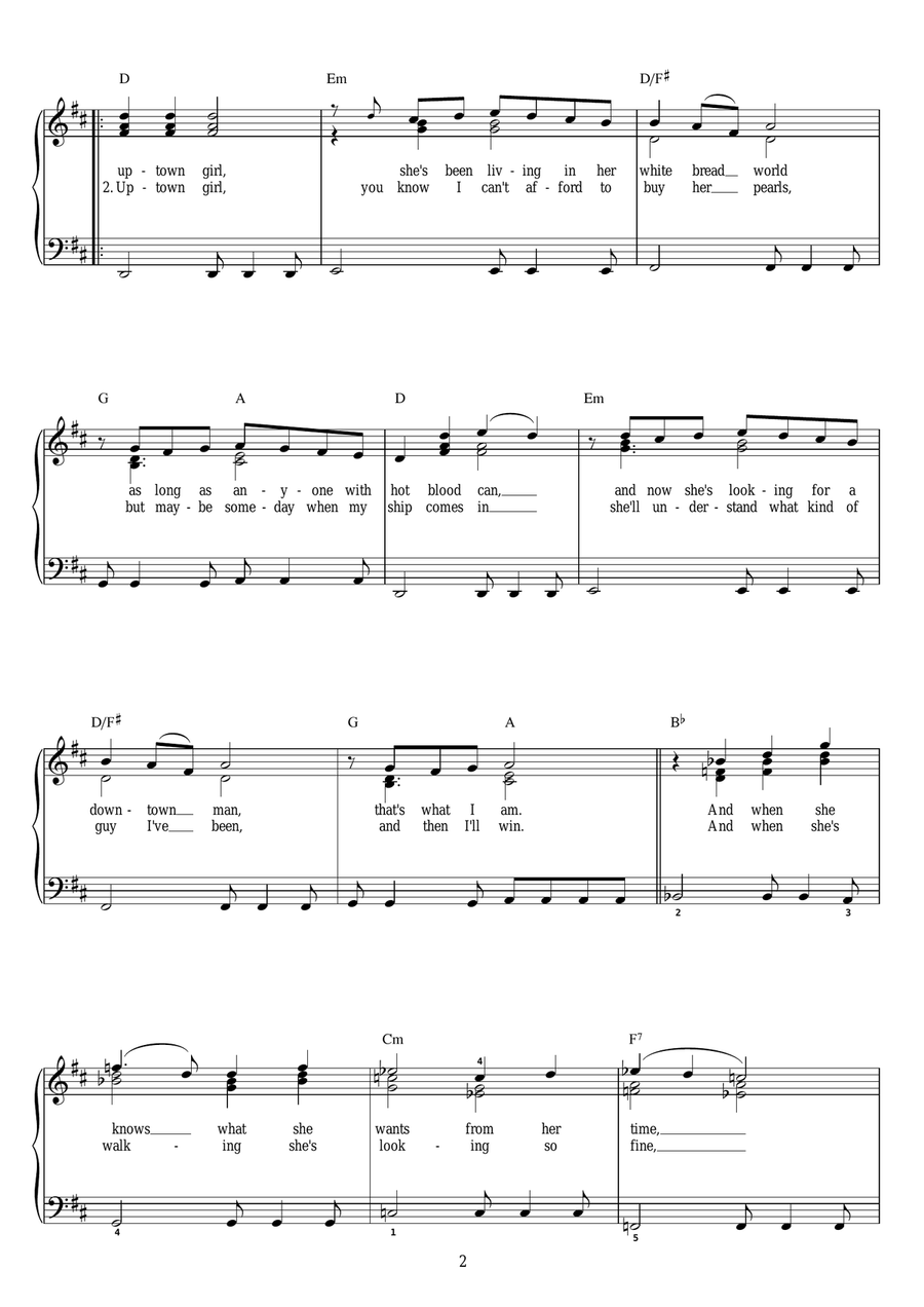 Uptown Girl Voice scores gallery preview page 2