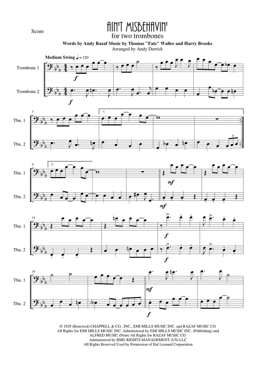 Ain't Misbehavin' Brass Duet scores gallery preview page 1