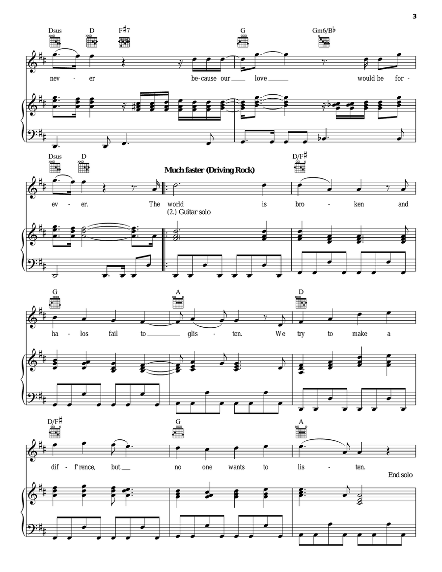Neutron Star Collision (Love Is Forever) Piano, Vocal, Guitar scores gallery preview page 3