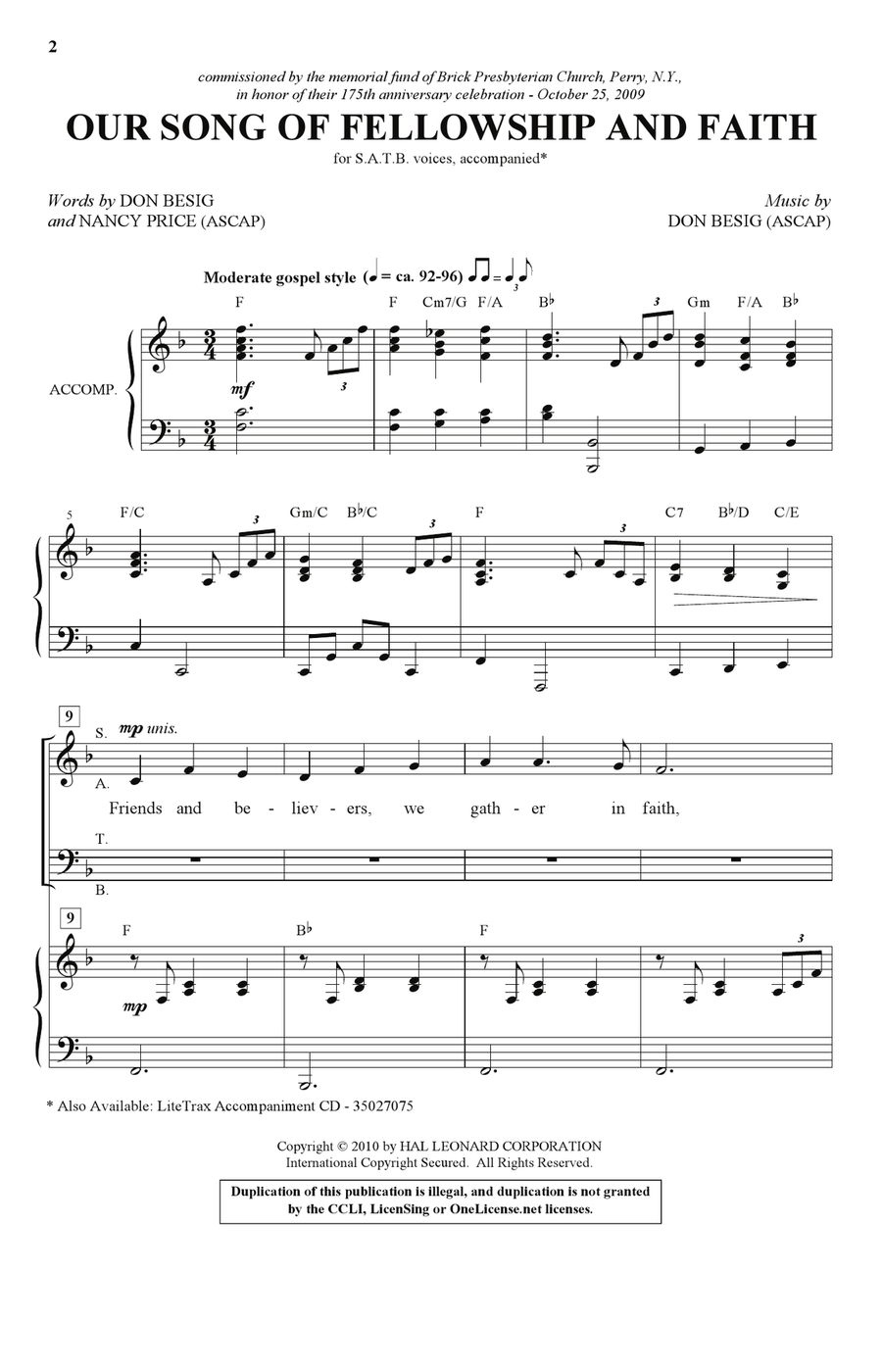 Our Song Of Fellowship And Faith