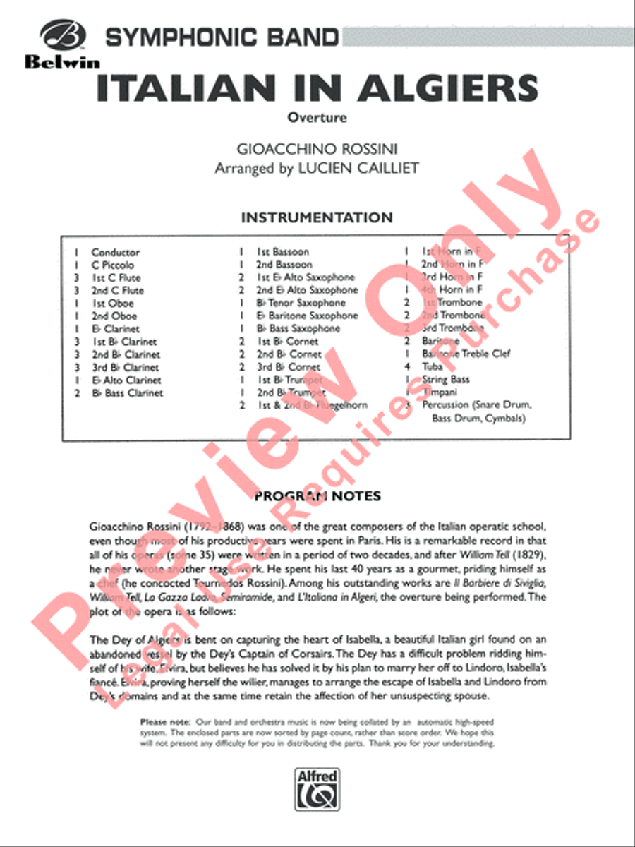 Italian in Algiers (Overture) Concert Band scores gallery preview page 2