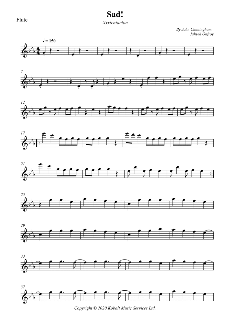 Sad! Flute Solo scores gallery preview page 1