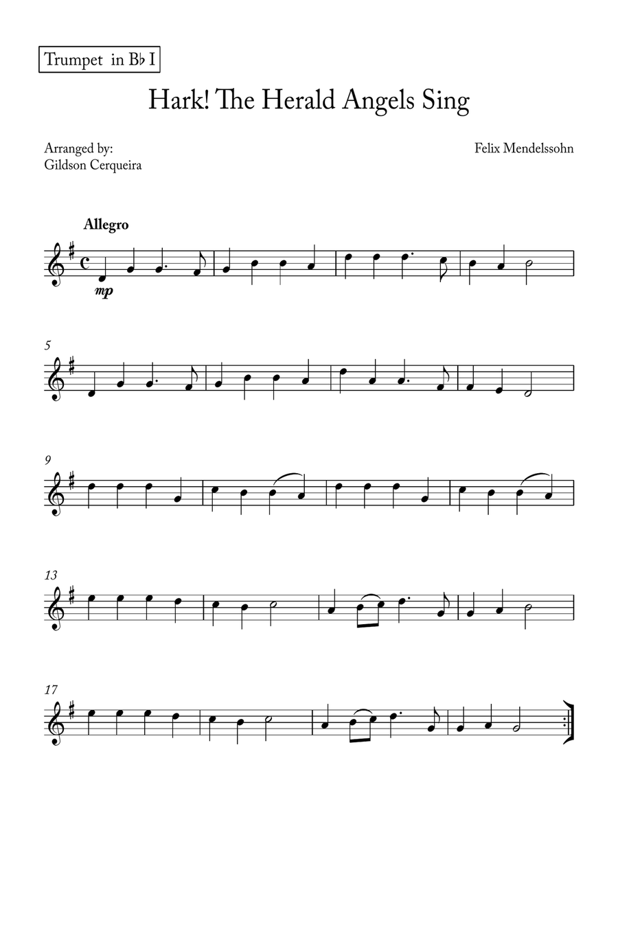 Hark! The Herald Angels Sing Brass Quartet scores gallery preview page 3