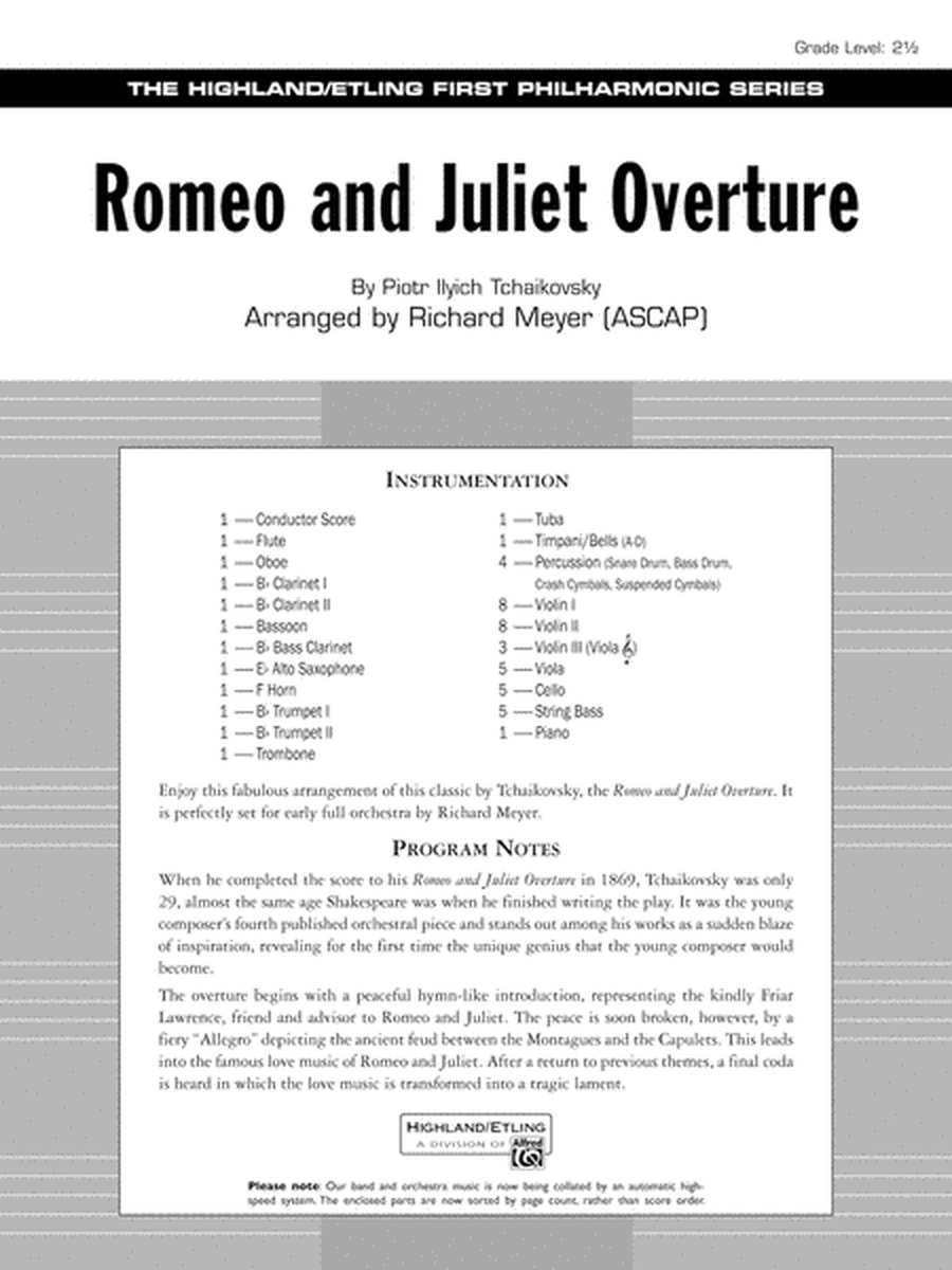 Romeo and Juliet Overture: Score