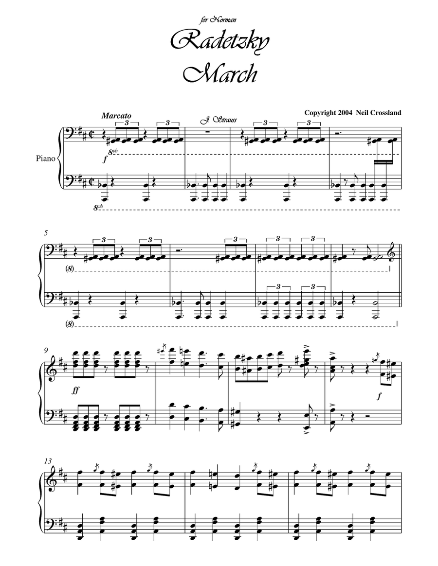 Strauss - Radetzky March for Piano Solo Piano Solo scores gallery preview page 1