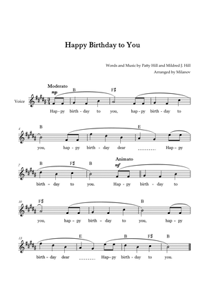 Happy Birthday to You | Lead Sheet | B Major