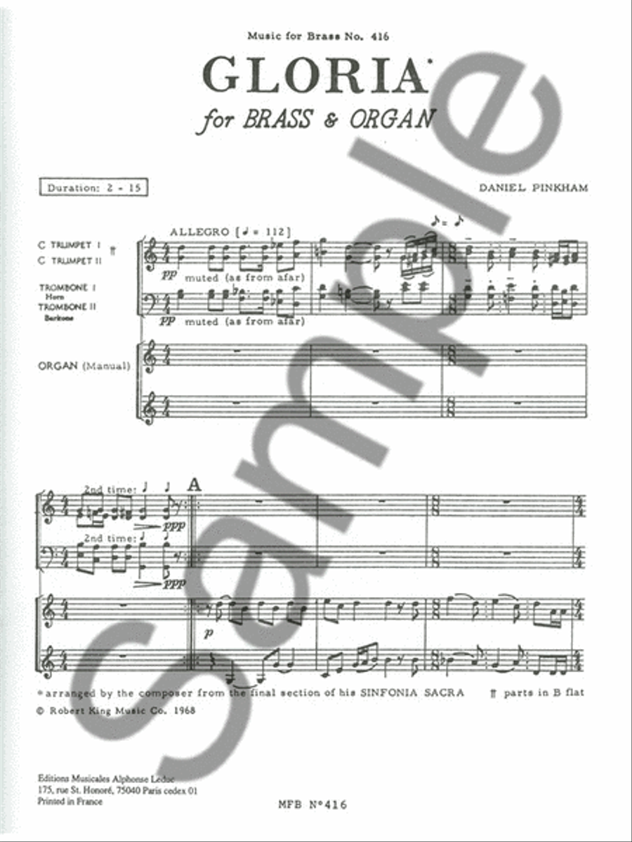 Gloria From 'sinfonia Sacra' (quintet-mixed) School and Community scores gallery preview page 2