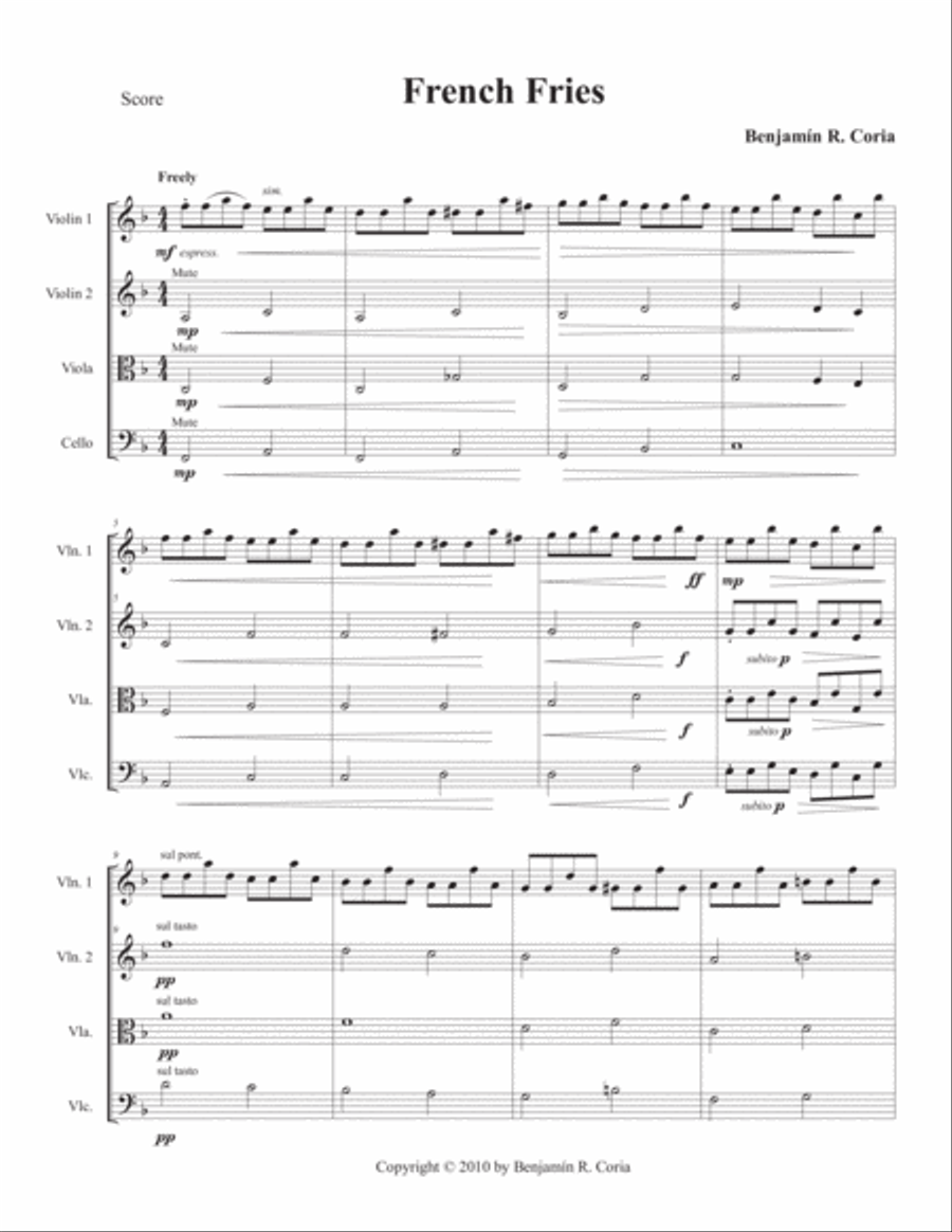 French Fries String Quartet scores gallery preview page 1