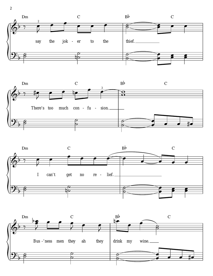 All Along The Watchtower All Along The Watchtower Easy Piano scores gallery preview page 2