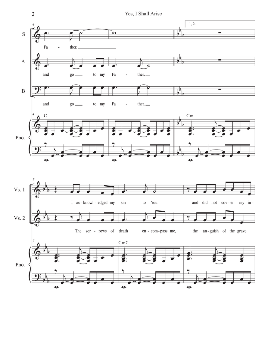 Yes, I Shall Arise (SAB) 3-Part scores gallery preview page 2