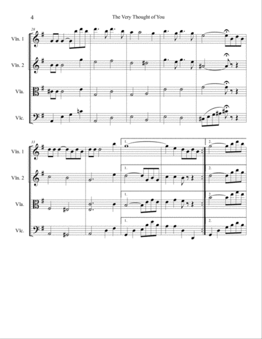 The Very Thought Of You The Very Thought Of You String Quartet scores gallery preview page 4