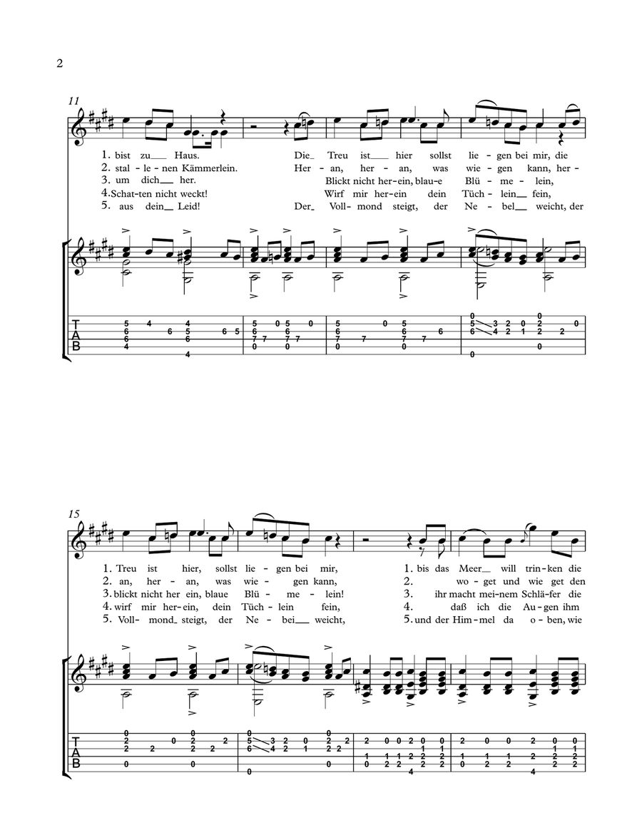 Schubert- Des Baches Wiegenlied for voice and guitar Small Ensemble scores gallery preview page 2