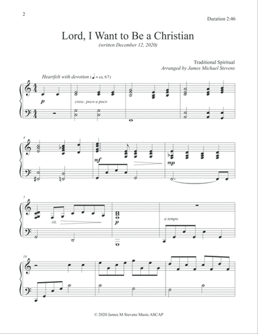 Lord, I Want to Be a Christian Piano Solo scores gallery preview page 2