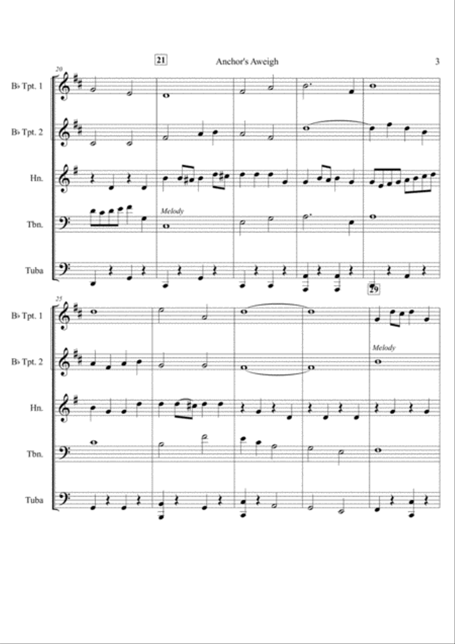 Anchors Aweigh For Brass Quintet Brass Quintet scores gallery preview page 3