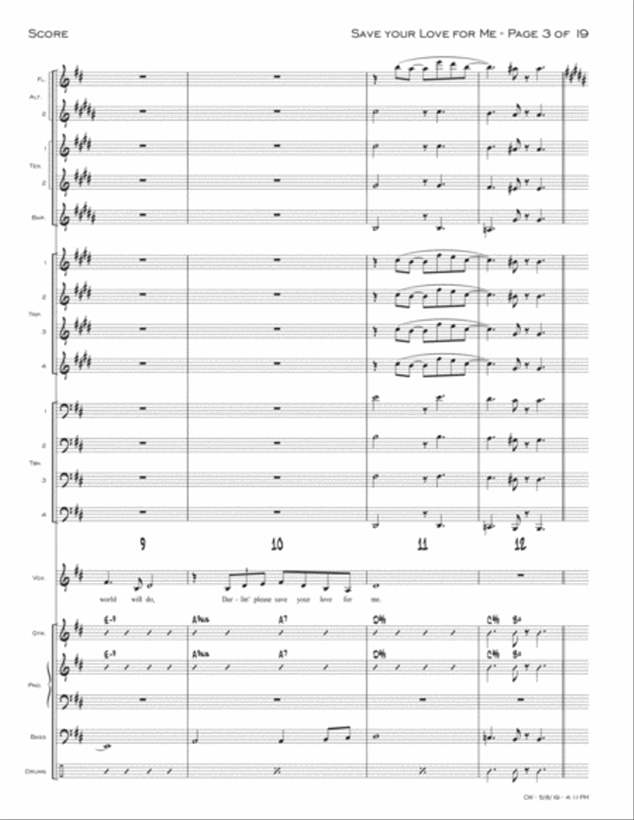 Save Your Love For Me Jazz Ensemble scores gallery preview page 3