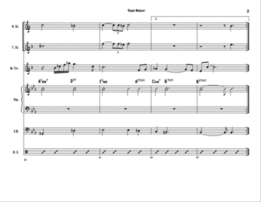 Round Midnight Piano, Vocal, Guitar scores gallery preview page 3