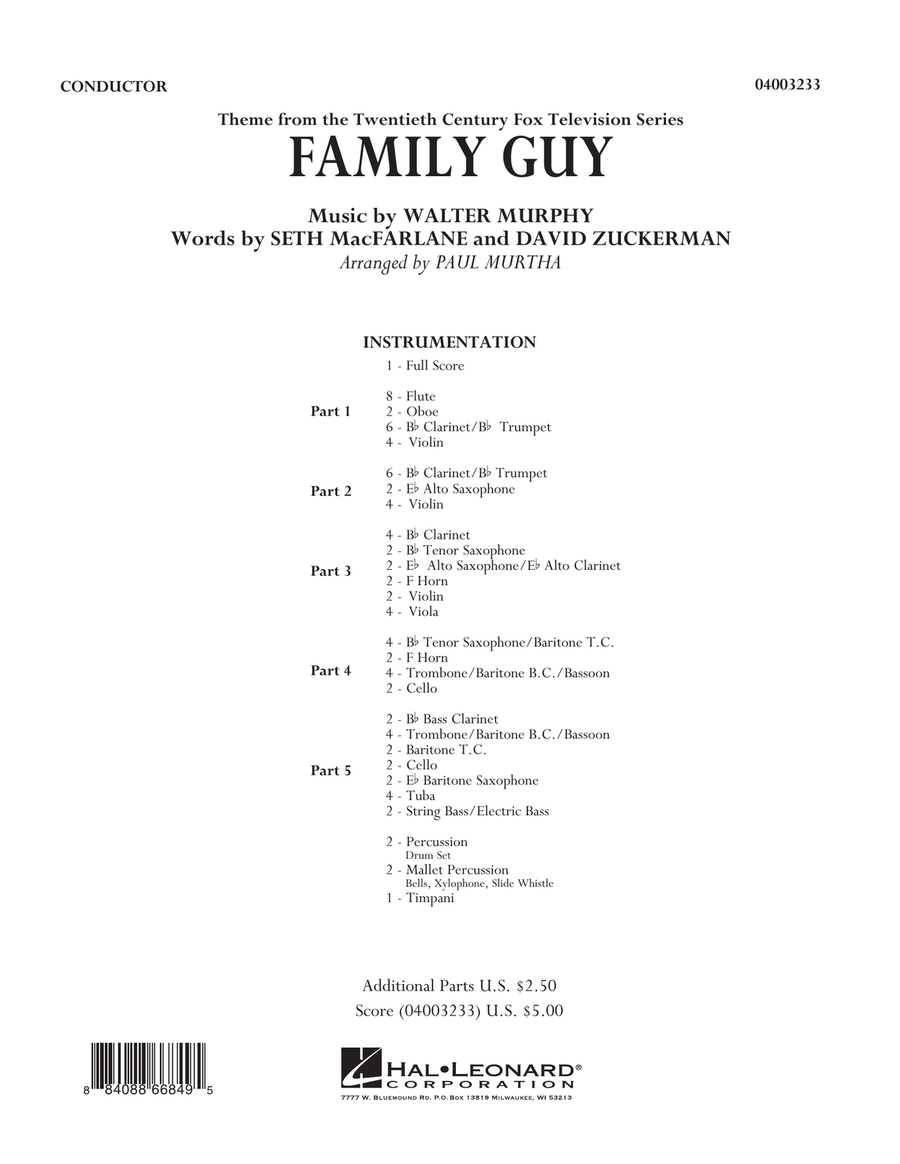Family Guy (Theme) - Full Score Concert Band scores gallery preview page 1