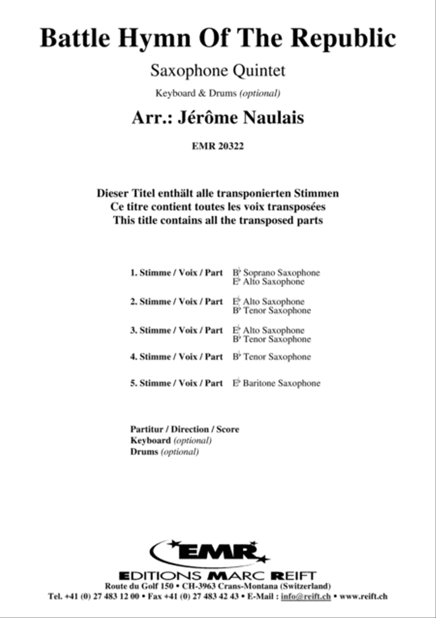 Battle Hymn Of The Republic Saxophone Quintet scores gallery preview page 2