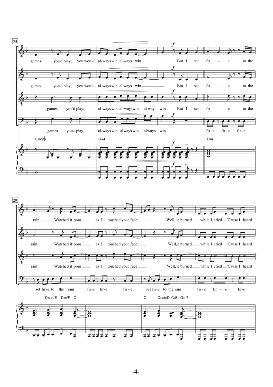 Set Fire To The Rain Set Fire To The Rain 4-Part scores gallery preview page 4
