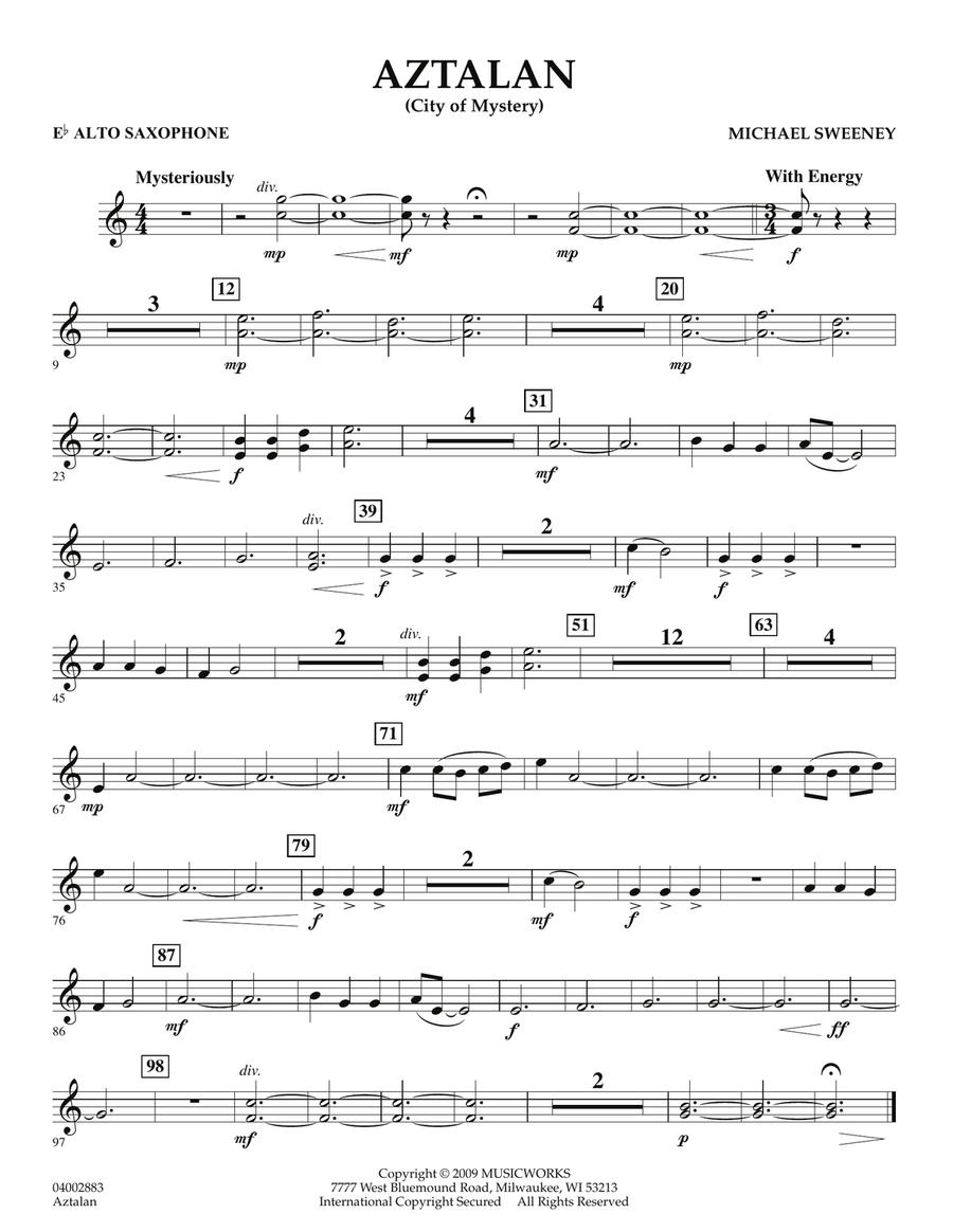 Aztalan (City of Mystery) - Eb Alto Saxophone Concert Band scores gallery preview page 1