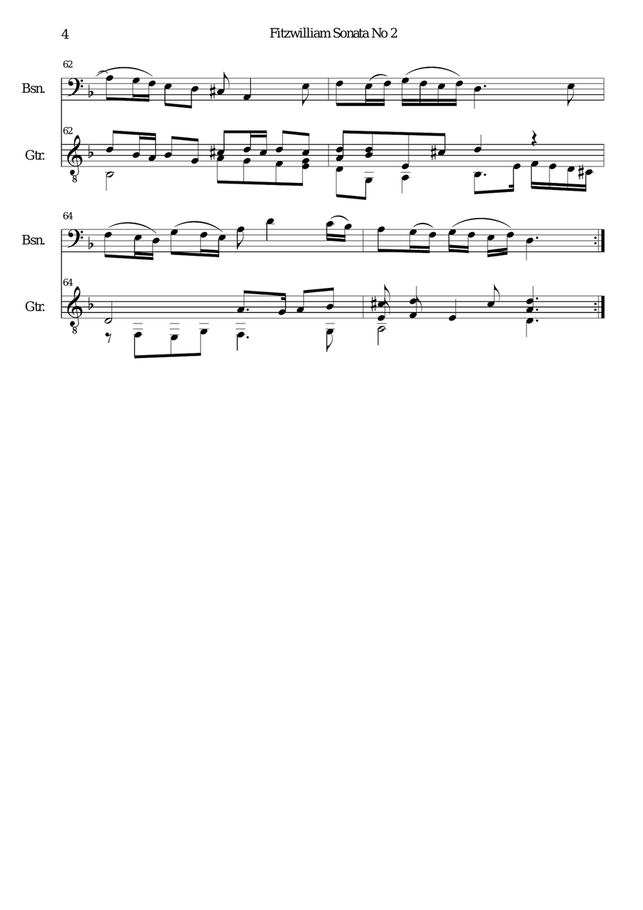 Fitzwilliam Sonata No 2 for bassoon and guitar Bassoon scores gallery preview page 4