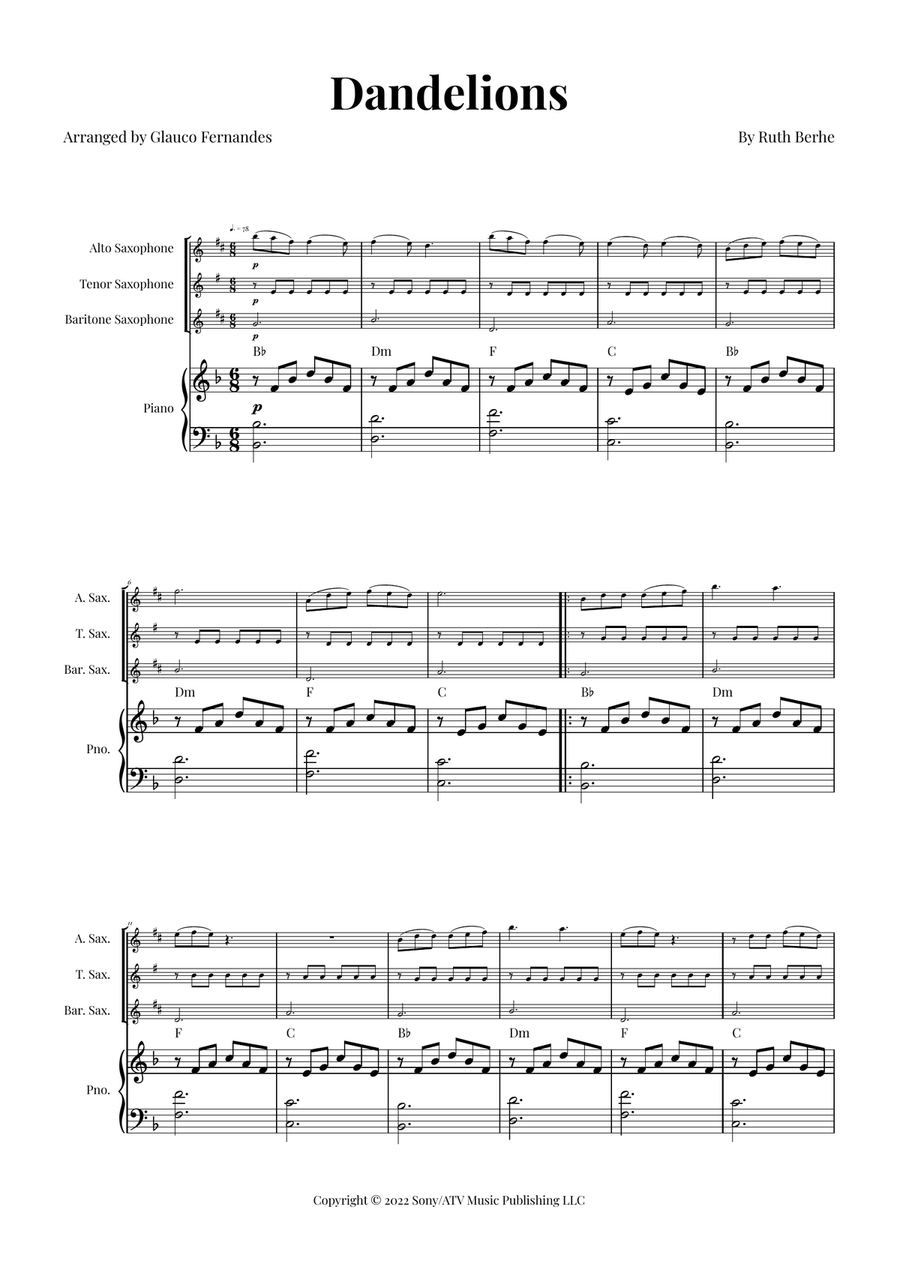 Dandelions Woodwind Trio scores gallery preview page 1