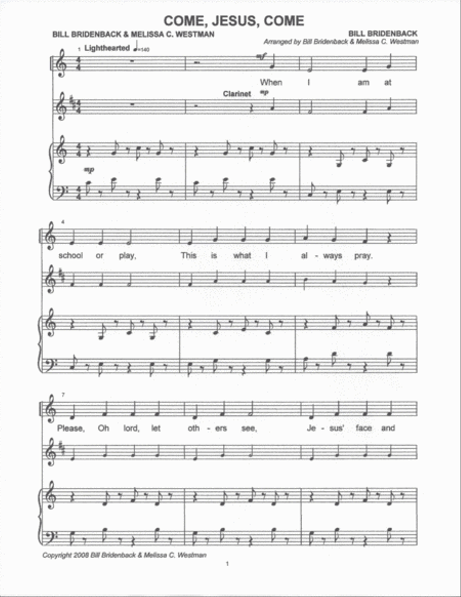 Come, Jesus, Come Come, Jesus, Come Choir scores gallery preview page 1