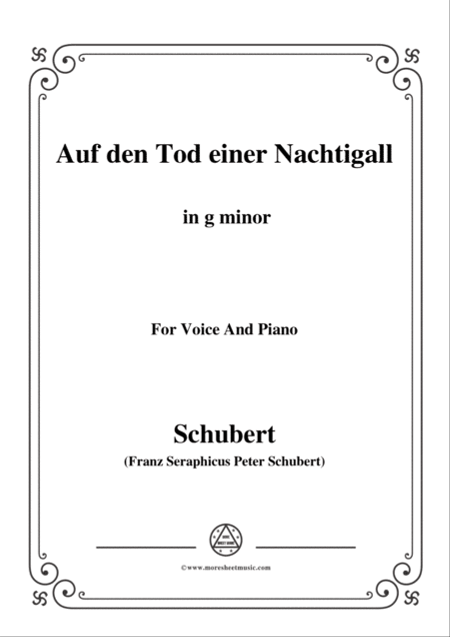 Schubert-Auf den Tod einer Nachtigall,in g minor,for Voice&Piano Voice scores gallery preview page 1