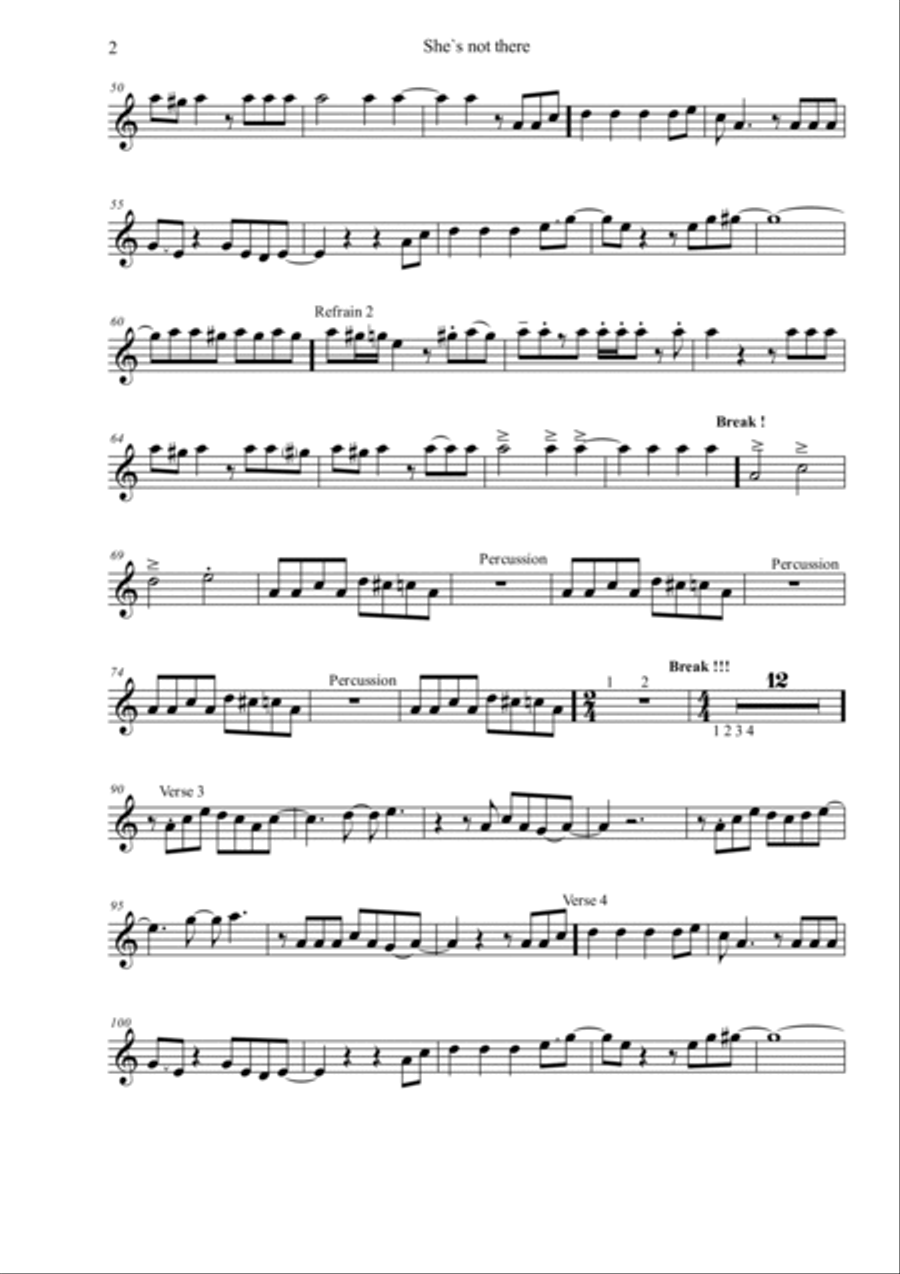 She's Not There Clarinet scores gallery preview page 2
