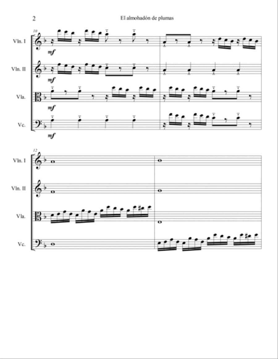 El almohadón de plumas El almohadón de plumas String Quartet scores gallery preview page 2