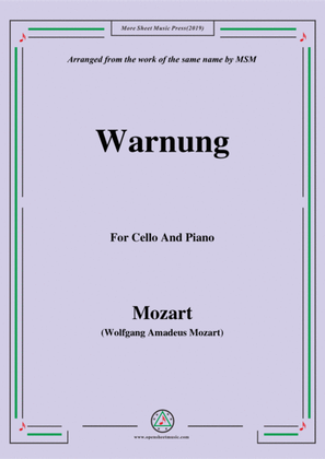 Book cover for Mozart-Warnung,for Cello and Piano