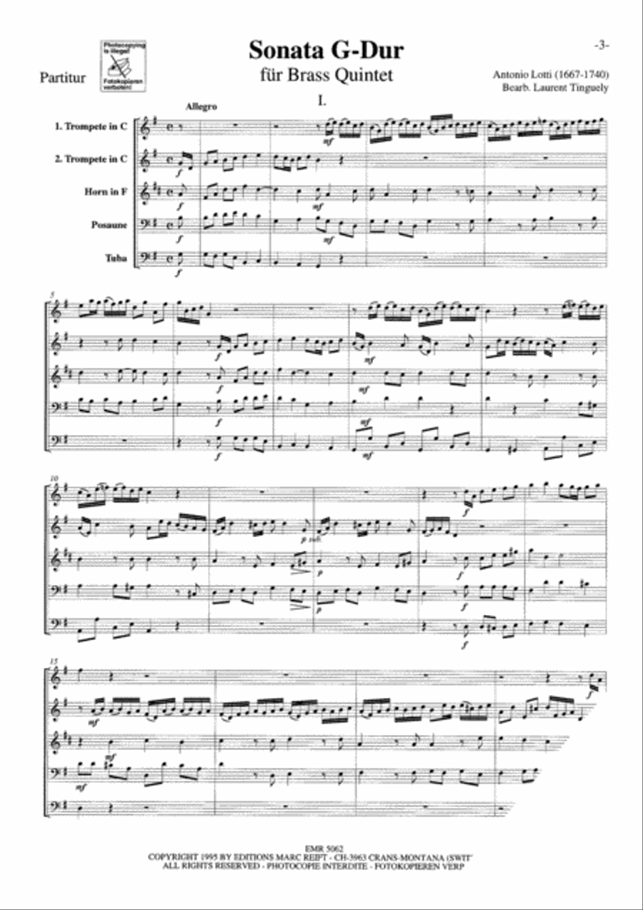 Sonata G-Dur Sonata G-Dur Brass Quintet scores gallery preview page 4