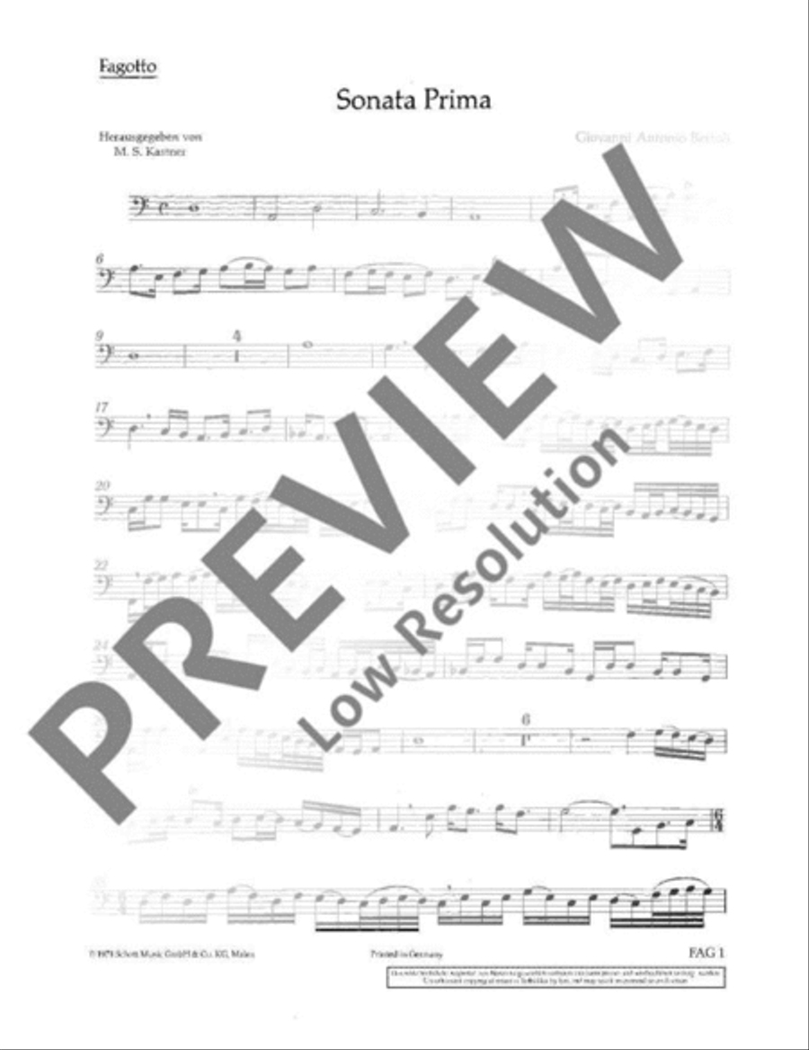 Sonata prima Bassoon Solo scores gallery preview page 18