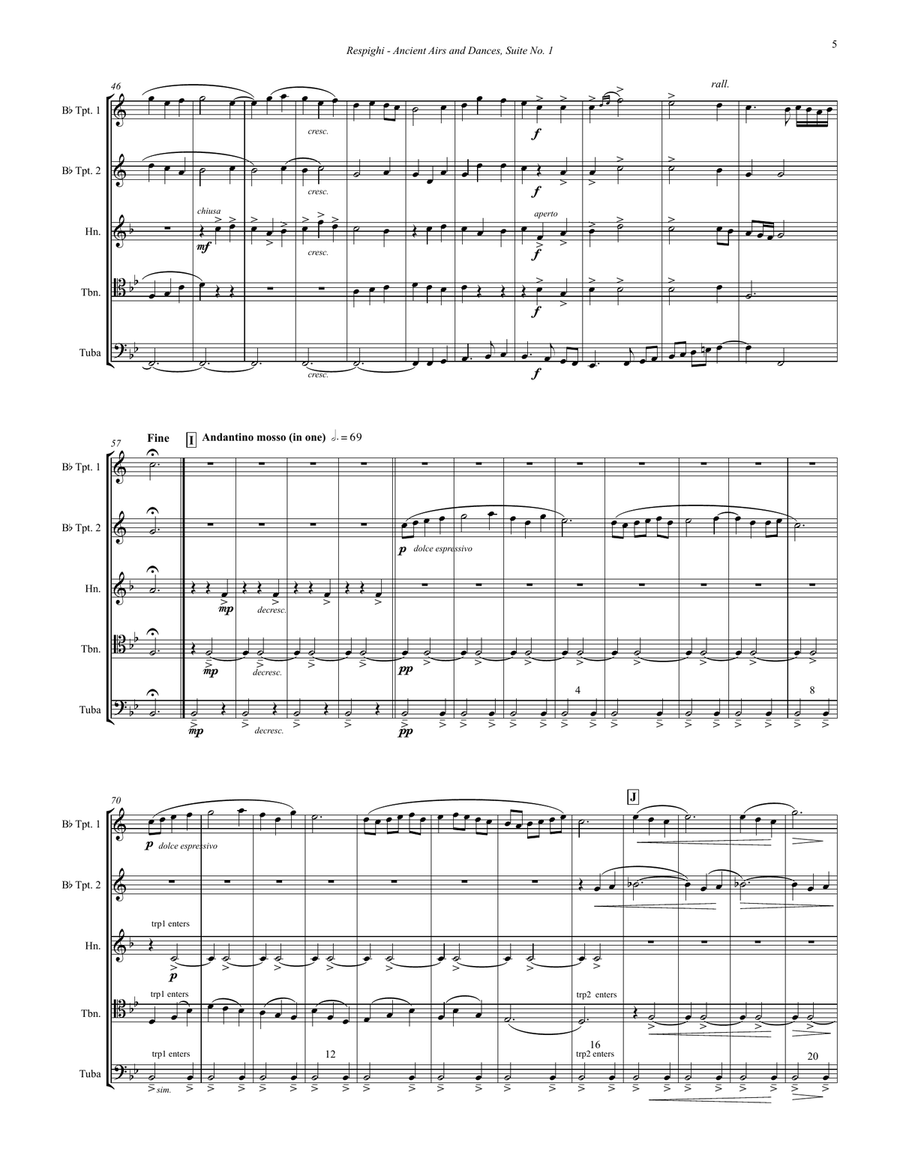 Ancient Airs and Dances Suite No. 1 for Brass Quintet Brass Quintet scores gallery preview page 5