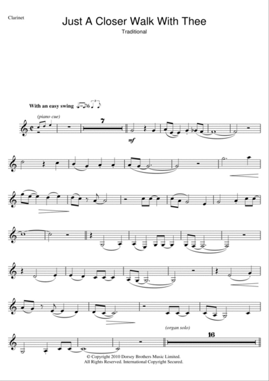 Just A Closer Walk With Thee Clarinet Solo scores gallery preview page 1